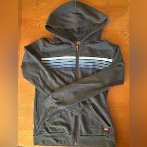 *USED*
AVIATOR NATION 5 STRIPE UNISEX HOODIE 
CHARCOAL / BLUE